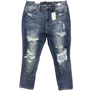 NWT Judy Blue High Waisted Bleached Splatter Washed Out Destroyed Jean Size: 20W